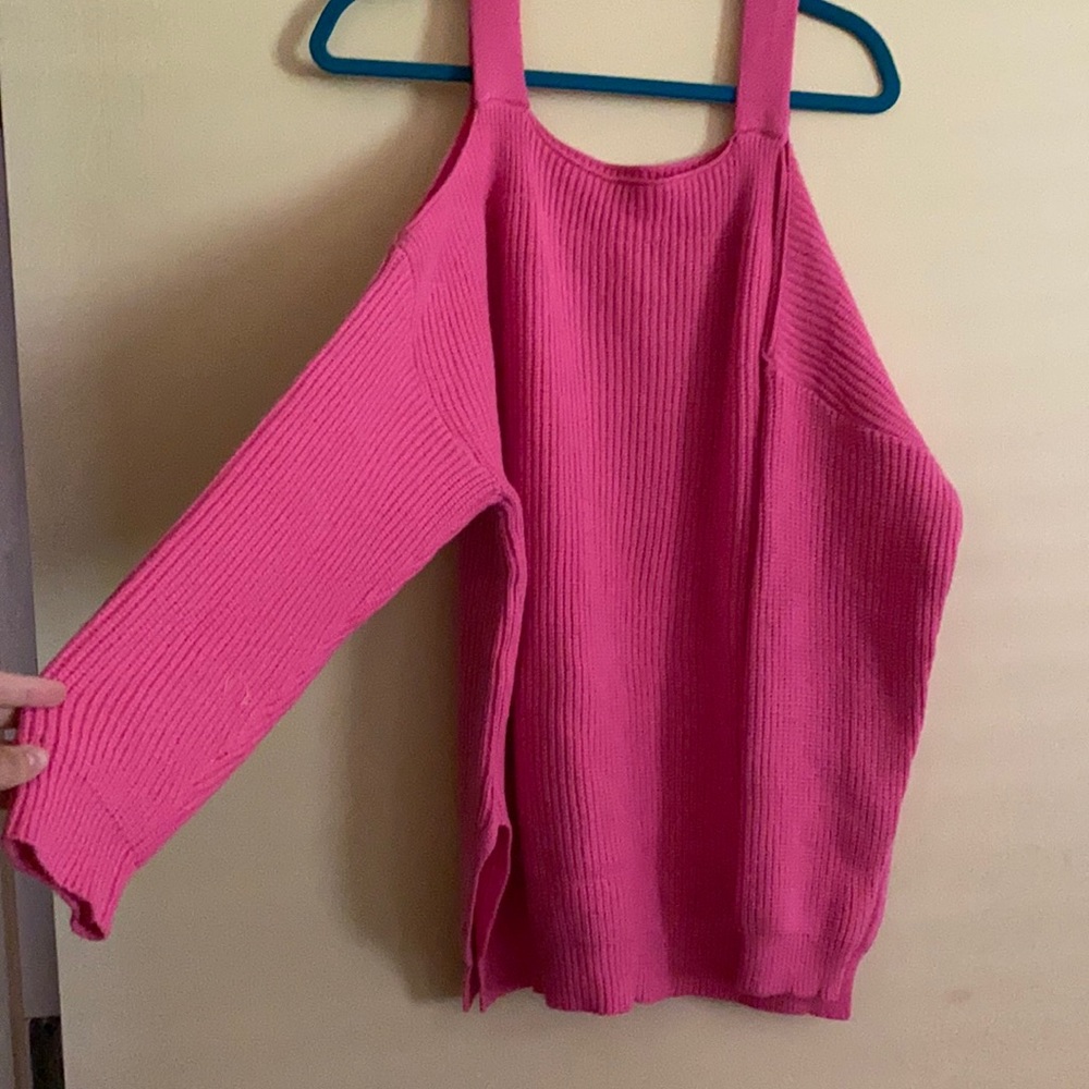 Cold Shoulder hot pink sweater